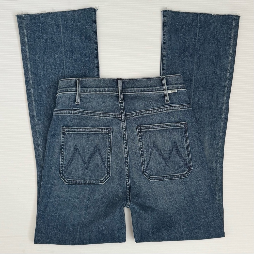 MOTHER The Hustler High Rise Ankle Fray Kick Flare Jeans Blue Size 24 - Picture 5 of 9